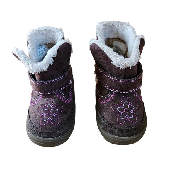 Stride Rite Surprize Arliss Girl's Faux Fur Lined Shoes Brown Pink Baby Size 3 - Picture 3 of 9